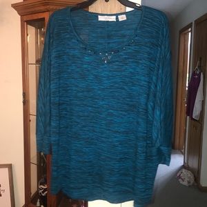SAG HARBOR dark Turquoise and black top